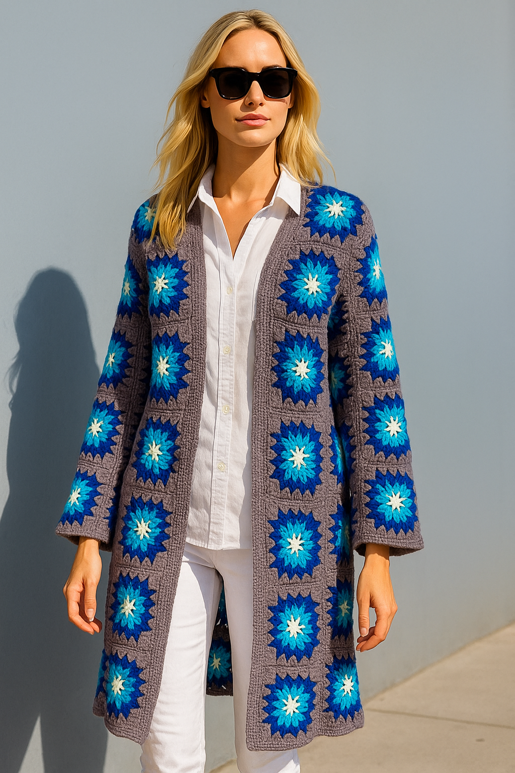 Long granny squares cardigan