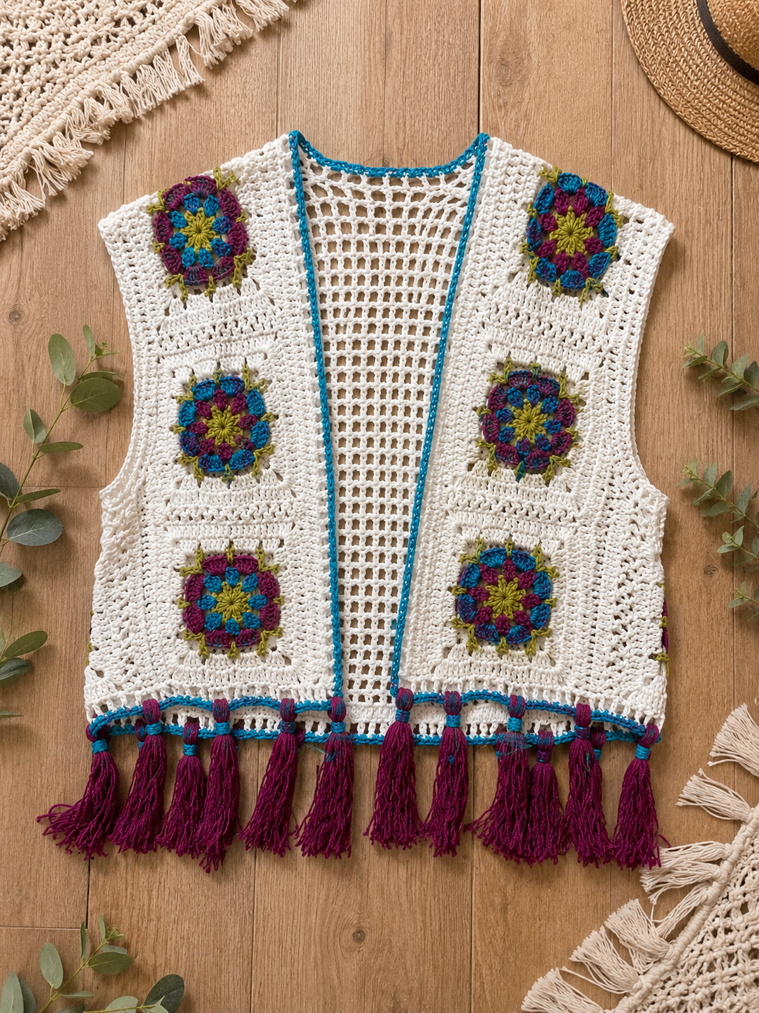 Crochet granny squares vest