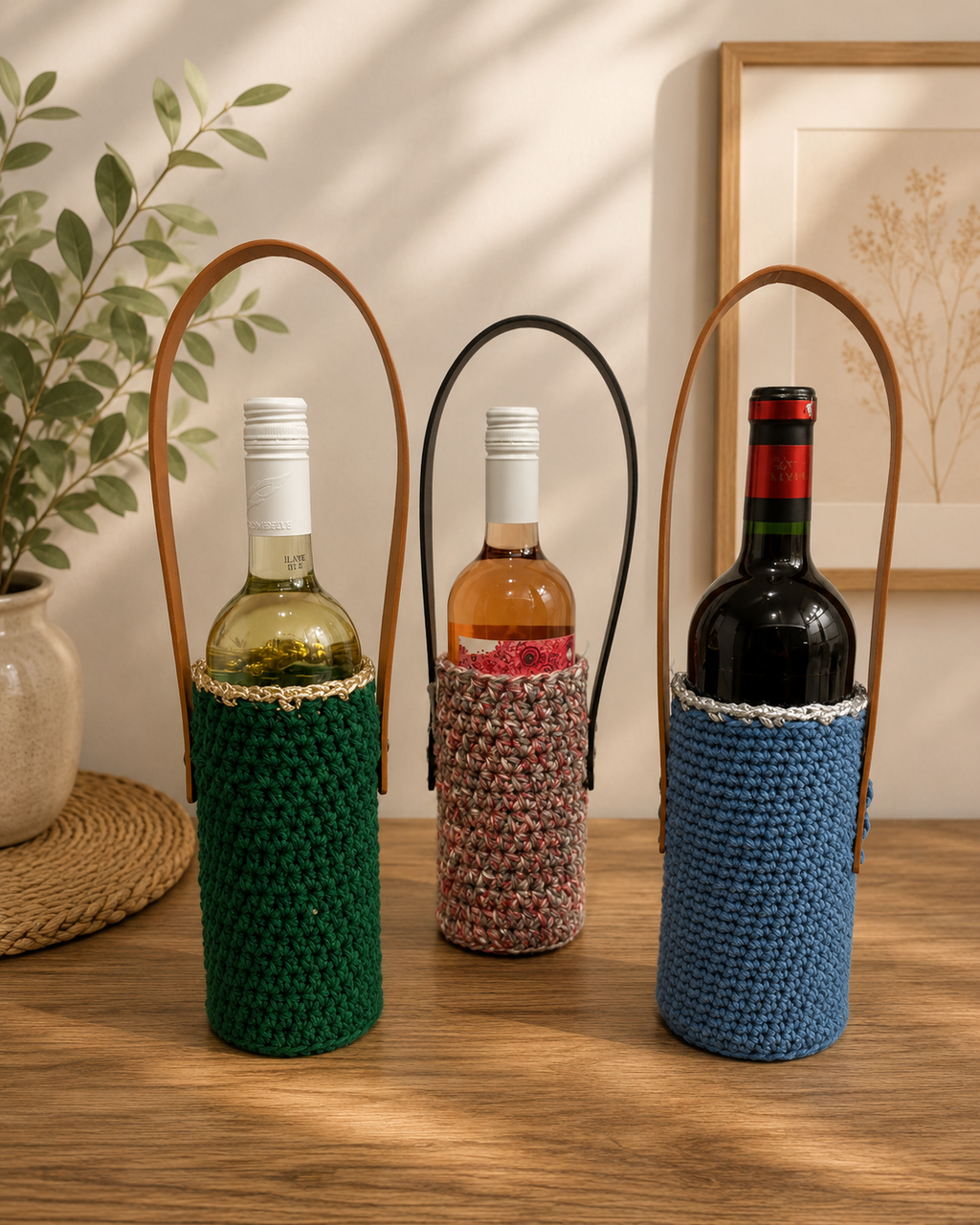 Crochet wine holder