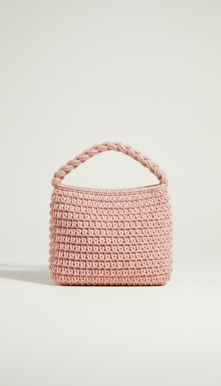 Blush Pink Crochet Shoulder Bag