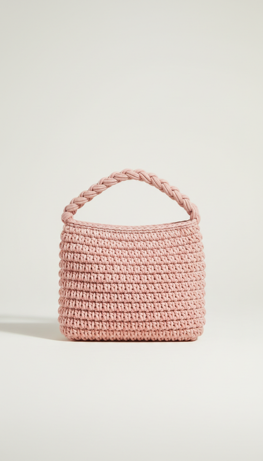 Blush Pink Crochet Shoulder Bag