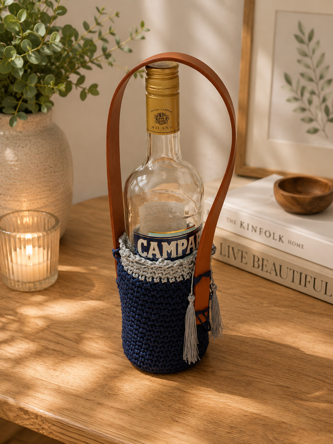 Crochet wine holder