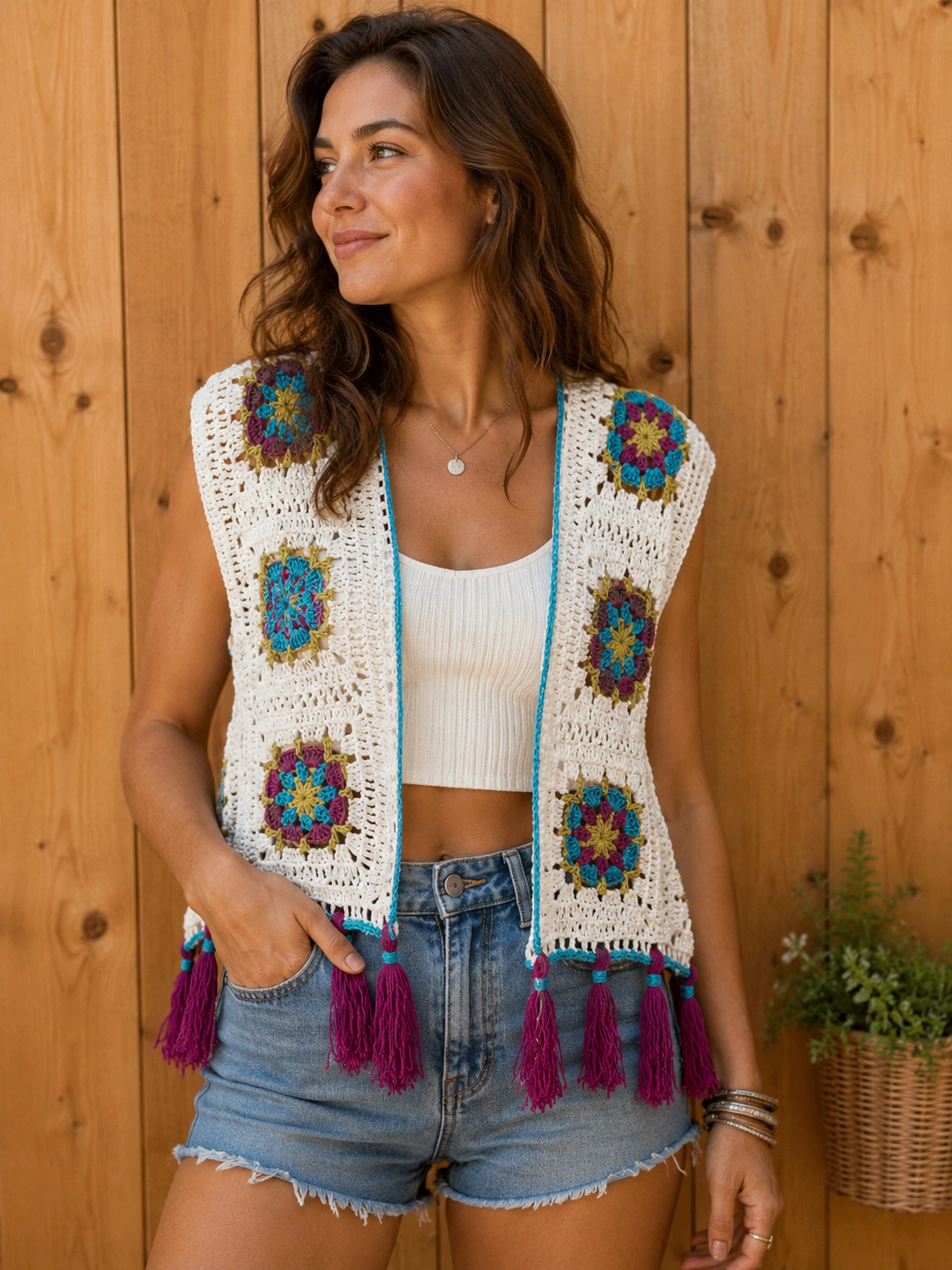 Crochet granny squares vest