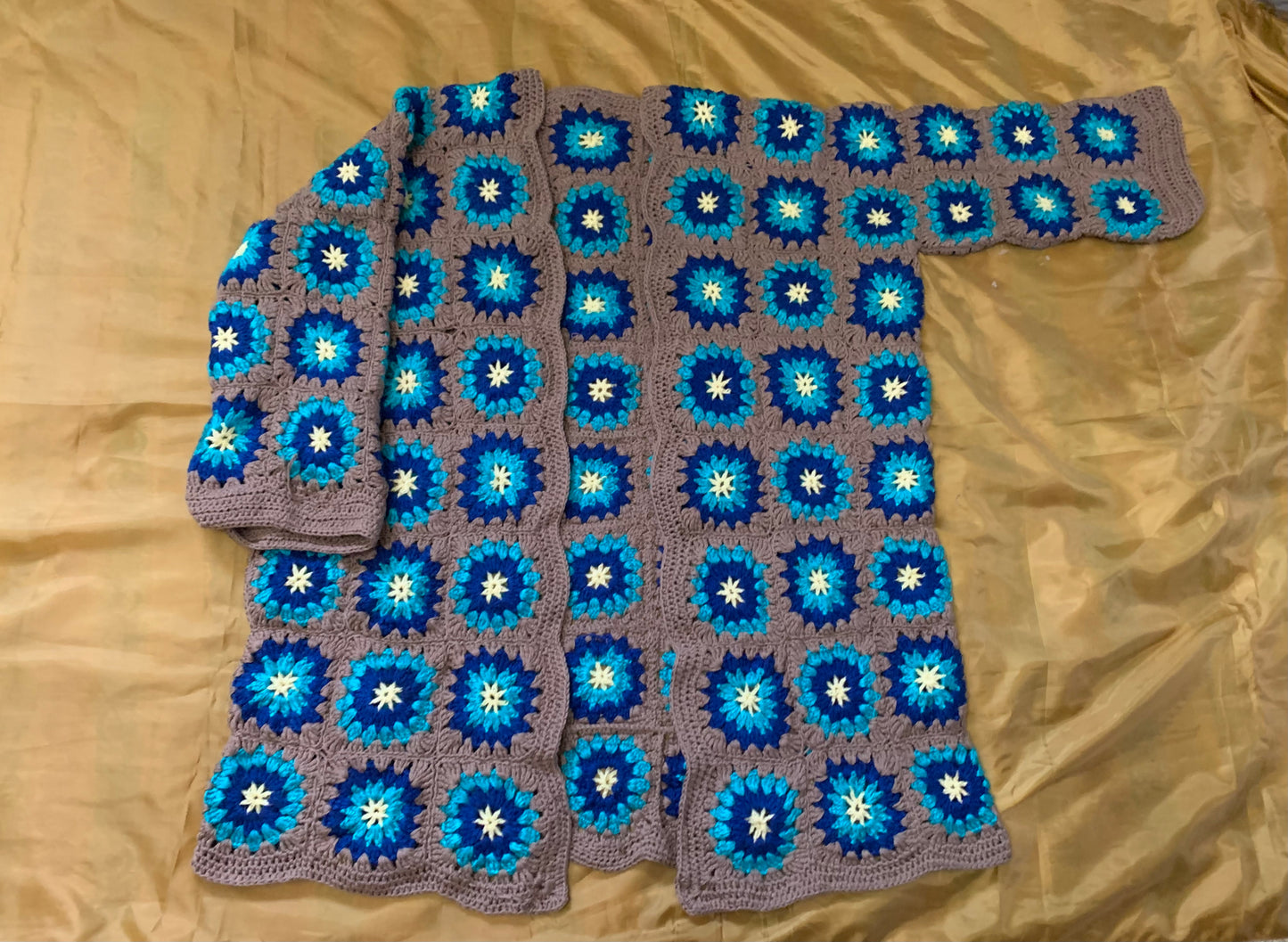 Long granny squares cardigan