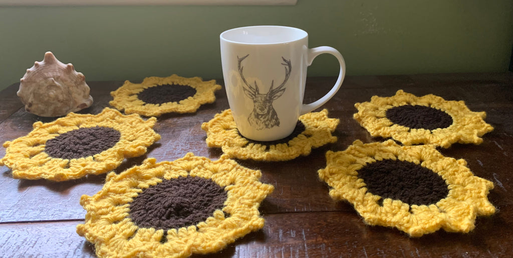 Fall sunflower design coasters