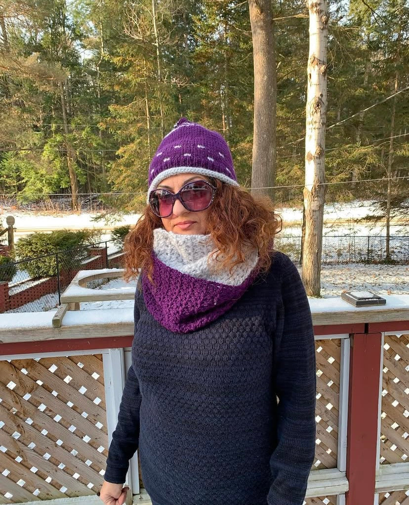 Knitted Set of Hat and Shawl