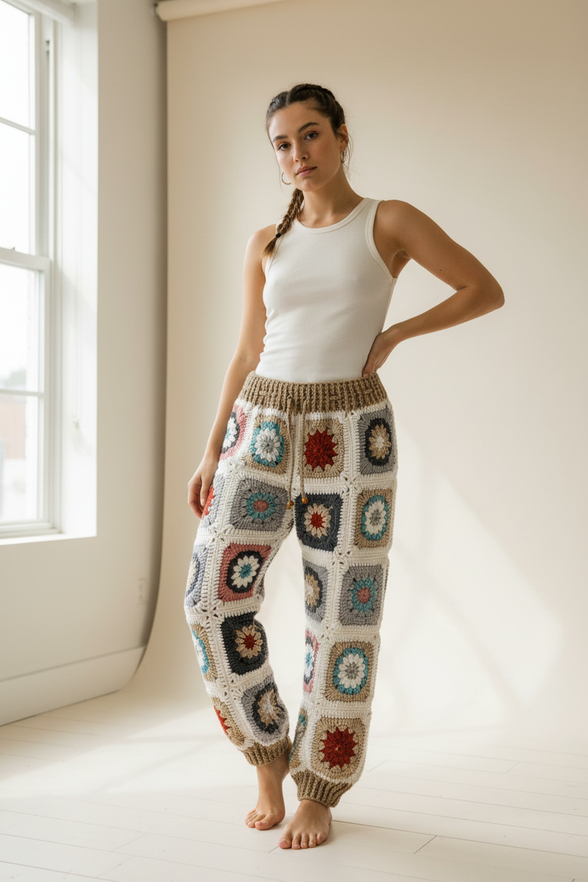 Granny Square Pants on Model